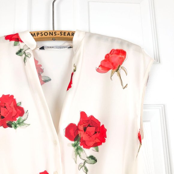 ZARA Floral Rose Pattern Top Summer Fun Print Date - Picture 6 of 8